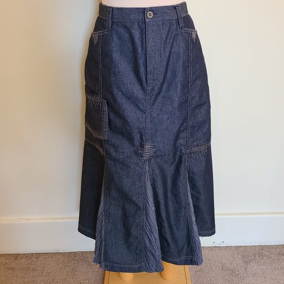 Marie Claire Trumpet Mermaid Midi Denim Skirt - Picture 2 of 7